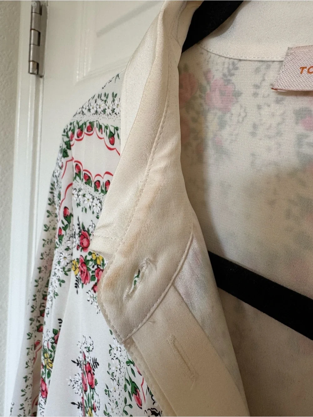 Tory Burch White Mini Shirt Dress with Pink Floral Print
